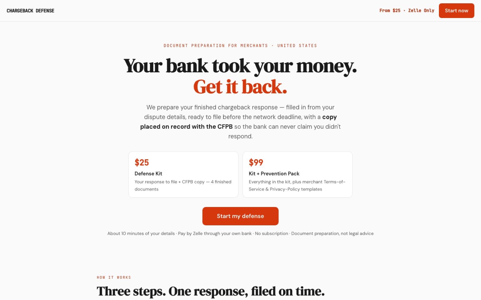 The Chargeback Defense home page